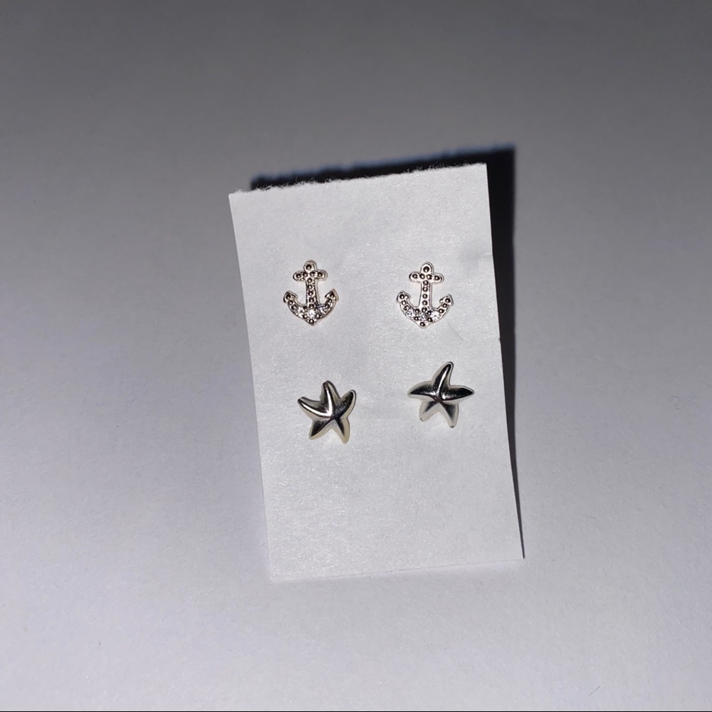 Nautical Anchors and Starfish Stud Earrings